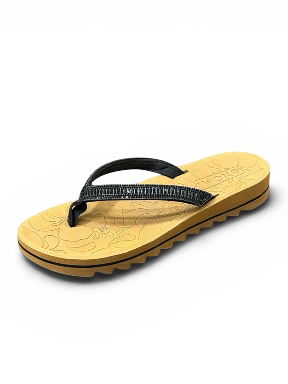 ONCAI Flip Flops Thong Sandals Rhinestone Detail Arch Support Black Women’s 7.5